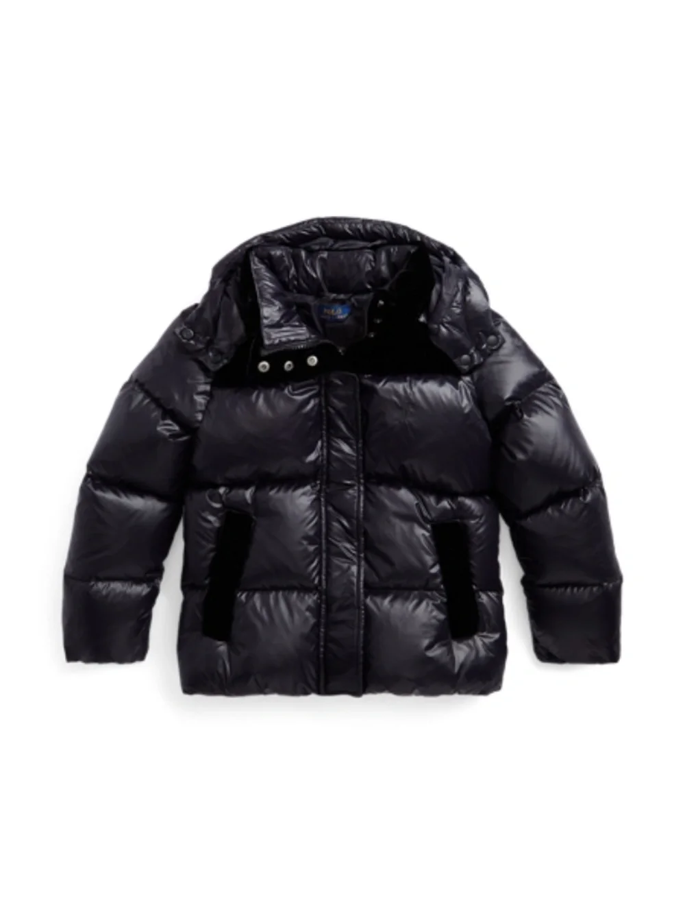 Water-Repellent Velvet-Trim Down Jacket